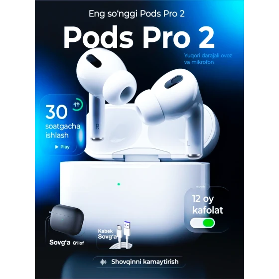 Pods pro 2 ANC, simsiz quloqchin, Android va iPhone uchun